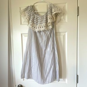 Mini stripe off the shoulder dress